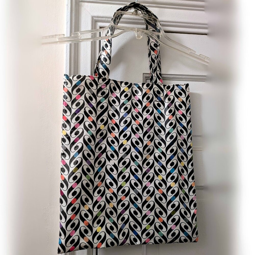 vinyl black / white / multicolor pattern tote bag by paperchase